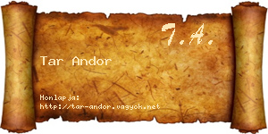 Tar Andor névjegykártya